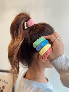 5pcs/Set Hair Strap Large Capacity Soft Seamless Air Gums Ponytail Holders Elastic Hair Band