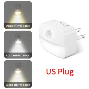LED Wall Socket Lamp Night Light with Motion Sensor EU US Plug Wall Light Hallway Stairs Bedroom Toilet Kitchen Light Room Decor