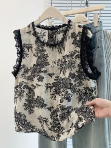 Áo Blouse Không Tay Viền Ren