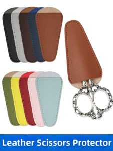 Portable Puncture-Resistant Brow Scissors Leather Storage Cover