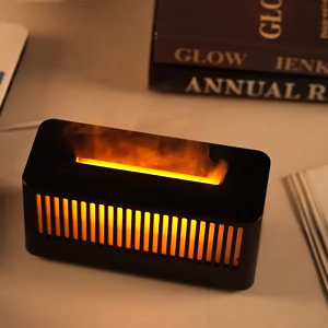 Kemei Realistic Flame Aroma Diffuser Humidifier for Home Bedroom Aromatherapy Machine Office Desk Ambient Light Standing Special