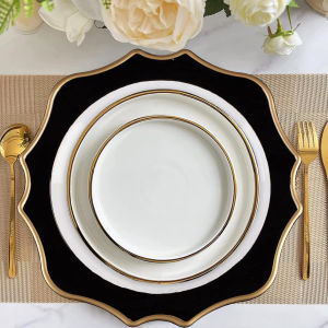 13 Round Scalloped Black 6 Pack Acrylic Charger Plates