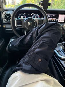 Outdoor Waterproof Mens Cargo Pants Straight Leg Casual Trousers Autumn Winter Sports Loose Workwear Dark Blue Color