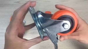 4PCS Swivel Casters With Brake Set Fixed & Rotate PU Caster Wheel Heavy Duty For Workbench and Cart