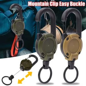 Outdoor Retractable Key Chain Mountaineering Buckle Key Chain Anti-loss Anti-theft High Rebound Metal Easy To Pull ﻿