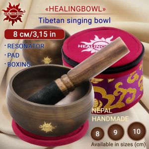 Healingbowl Singing Bowl for Meditation 8cm / 9cm/ 10cm | Tibetan Singing Bowl with Stick & Pad Box 颂钵  西藏颂钵 消磁 冥想 净化