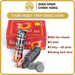 Than hoạt tính xông đốt trầm hương dạng viên bắt lửa nhanh ít khói an toàn sức khỏe Trầm Hương Hà Xá