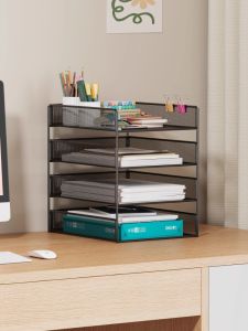 ชั้นวางเอกสารสำนักงาน ชั้นวางของเหลว ชั้นวางหนังสือ อุปกรณ์ธุรกิจ ชั้นวางเอกสาร A4 ชั้นวางของเหลวหลายชั้น หน้าจอคอมพิวเตอร์