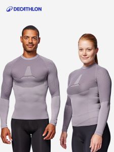 Decathlon Fitness Running Yoga Sportswear Compression Long Sleeve Quick Dry Breathable Mens Womens Knitted Training Clothes
