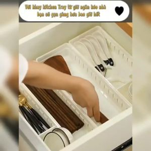 Khay chia ngăn kéo tủ bếp đa năng có vách chia ngăn tiết kiệm diện tích Kitchen Tray hàng nội địa Nhật Bản AD116