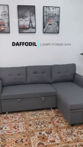 F&F: Daffodil L-Shape 3-Seater Sofa / Pull-Out Sofa Bed with Storage/ Multifunctional Sofa Bed