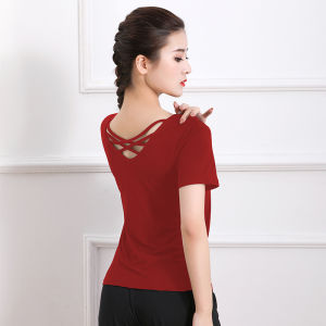 เสื้อเต้นรำสตรีแขนยาวกลางแจ้ง ทรงสลิมฟิต ผ้าโมดอล สีดำ เสื้อเต้นรำสำหรับฝึกซ้อมและเล่นกีฬา