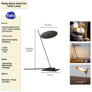 Vintage Gold Foil Bedroom Study Table Lamp