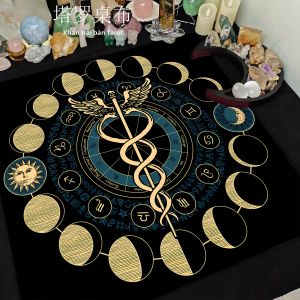 VIKAMA Vitruvian Man Skull Tarot Khăn Trải Bàn Biểu Tượng Huyền Bí Bàn Thờ Huyền Bí Thảm Bói Toán Bền Bỉ Quà Tặng Phù Thủy Phong Cách Hiện Đại Polyester