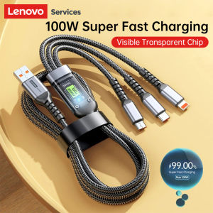 Lenovo-Fast Charger Cable for Car USB To Type-C Micro Lightning Cable 100W 6A iPhone 17 15 16 Samsung Xiaomi Huawei