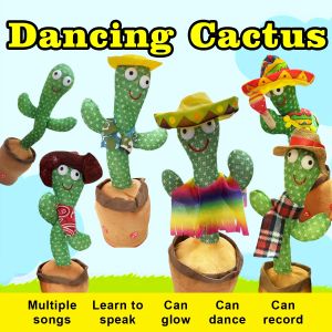 Childrens Electronic Dancing Cactus Sound Toy Phone Plush Shine Sing Talking 120 Songs Recording Birthday Party Christmas Gift