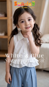 Sundaykids 3-8Y Childrens Clothes Sleeveless Shirt Set with Wide-leg Pants