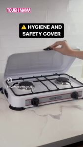 Tough Mama NTM-EGSD Double Burner Gas Stove with Cover European White Gas Stove