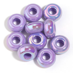 10pcs 14mm UV Color Plated Loose Wheel Beads Big Hole Acrylic Beads For Jewelry Making DIY Bracelet Necklace Accessories