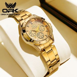 OPK Watch For Women Waterproof Original Stainless Steel Luminous Fashion Gold Woman Ladies Wristwatch 6001