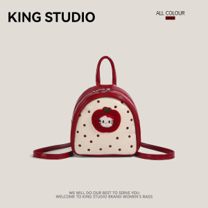 Cute Apple Kitty Cat Womens Backpack Fashionable College Style Handbag Bookbag Dual Shoulder Bag Trendy Commuter Zipper Closure