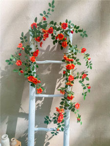Decorative Artificial Rose Vine Wall Hanging Flowers for Living Room Balcony Courtyard Air Conditioner Pipe Shade Decoration