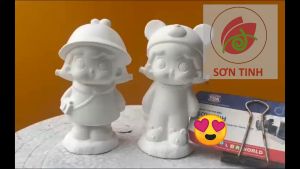 Tượng tô màu Em Bé Dể Thương Đeo Máy Ảnh 11cm C19 tô tượng thạch cao (Không kèm màu)