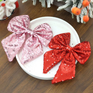 15เซนติเมตรโบว์ปักเลื่อมผ้าเงางามคริสมาสต์โบว์ต้นคริสต์มาสมาลัยประดับของตกแต่งรูปต้นไม้งานเลี้ยงตกแต่งคริสต์มาส