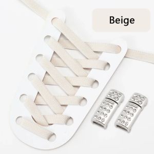 No Tie Shoelaces Magnetic Diamond Metal Lock Elastic Shoe Laces for Sneakers Easy To Put on And Off Lazy Shoes Lace 1 Pair