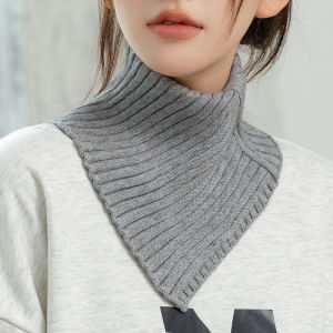 EELHOE | Fashion Plain Winter Warm Cover Head Neck Guard Collar Detachable Striped Knitted Turtleneck Collar For Women False CollarAcc