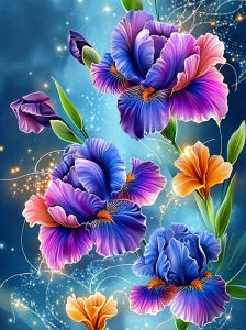 AZQSD Diamond Painting Orchid Flower Full Drill Mosaic Floral Handicrafts Square Round Kit Home Decor