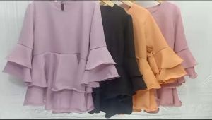 ATASAN BLOUSE/BLUS POLOS TANGAN DAN BADAN TEROMPET ANAK 2-7 TAHUN/ATASAN POLOS MOSCREPE