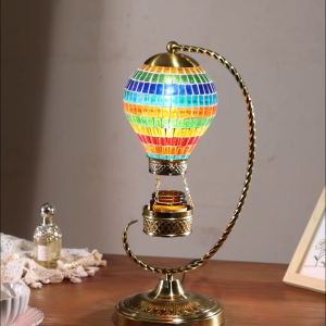 โคมไฟอโรม่าแบบโบฮีเมียนทรงบอลลูน โคมหลอมเทียนสไตล์ตุรกี โคมไฟตั้งโต๊ะสีสันสดใสให้แสงอบอุ่น