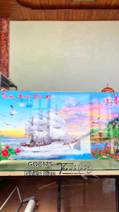 Tranh thuận buồm xuôi gió hoàng hôn với cánh chim tự do tráng gương treo tường GQC175