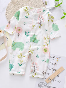 Newborn Baby Clothes Summer Thin Bodysuit Mens Treasure Baby Girl Rompers Romper Gauze Pure Cotton Poppin Pajamas