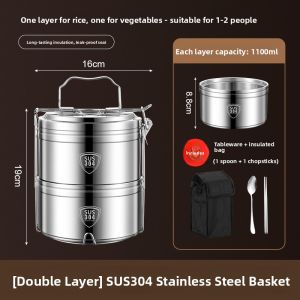 YONGLE | Leak-proof Insulated Stainless Steel Bento Box with Compartments Large Capacity Multi-layer Portable Lunch Box for Office Workers Winter