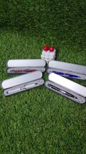 BIRU Pulpen Laser 4in1 Box Kaleng Souvenir Stylus Pointer Senter Gift