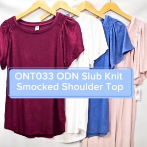 Baju Atasan Wanita Branded ONT033 ODN Slub Knit Smocked Shoulder Top