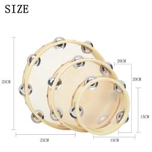 IRIN | IRIN 6+8+10 Inch Tambourine Drums Childrens Bubble Nail Cowhide Three Sets Cowhide Tambourine Orff Percussion Instrument