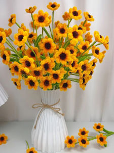 Bó Hoa Cúc Vàng Thủ Công DIY Bó Hoa Vải Nhung Hoa Nhựa Sinh Tồn Bó Hoa Cúc Nhỏ Bó Hoa Trang Trí Nhà Bó Hoa Cúc Hoa Cúc