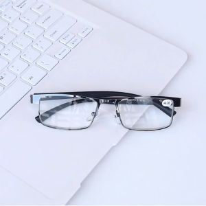 Kacamata Lensa Baca Korean Frame Besi Anti Radiasi +100 sd +300 Pria Wanita Reading Glasses