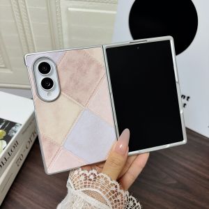 Luxury Z Fold8 Wide Retro Color Blocking Leather Patterned Case for Samsung Galaxy Z Fold 8 Shockproof Bumper Ins Y2K Slim Cover