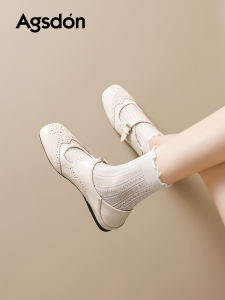 Agsdon | Mary Jane Thick Heel Square Toe Ballet Flats For Dress New Autumn-Summer Design