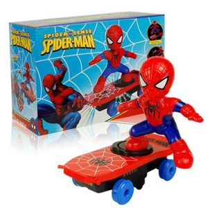 Fast shipping Marvel Spider-man Electric Music Toy Stunt Scooters Automatic Flip Rotation Skateboard Acousto-optic Car Toy Gift For Kids