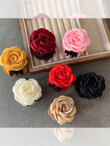 2025 New Style Tea Rose Hair Clip Womens Floral Hair Accessories Back of Head French Elegant Feeling Flower Grab Clip