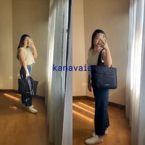 Kanavaia Double-Handle Corduroy Tote Bag in Navy Blue