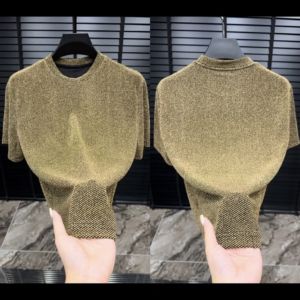 High Quality Mens Summer round Neck Short Sleeve T-Shirt Lightweight Luxury Simple Star Print Fashionable Personality Thin Style