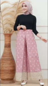 [KL Ready Stock] Batik Printed Palazzo Pants Celana Kulot Corak Kain Batik Model Layer Seluar Model Terbaru Floral Pants