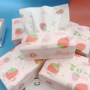 Strawberry Print Tissue Paper 10 Packs Large Size 300 Sheets Colorful Household Tissue Napkins Hanging Box Tissue Paper