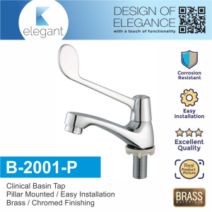 Sinor B-2001-P Clinical Basin Tap Long Handle Medicine Water Basin Faucet Pillar Mounted Faucet Clinical Tap Water Saving Long Handle Medical Water Tap